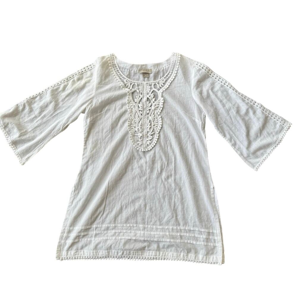 Peppermint Bay Embroidered White Coverup Dress Boho Resort Wear Women’s medium